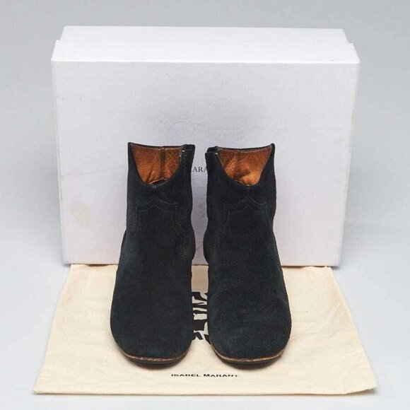 Isabel Marant Black Suede Dicker Ankle Boots Size - Picture 1 of 5